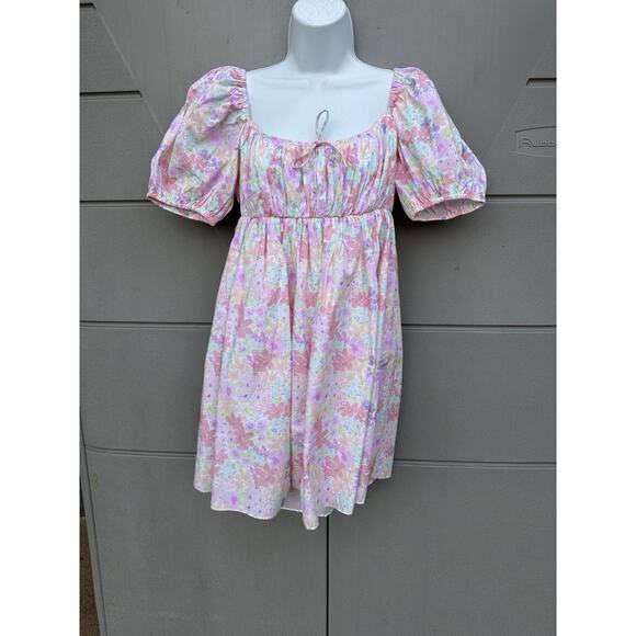 NEW For Love & Lemons Floral Dainty Mini Dress Babydoll Cottage-core Coquette M - Picture 4 of 16